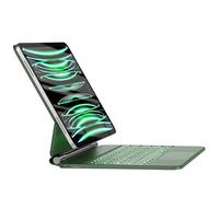 HOU iPad Air 11 pouces 2024 Clavier(M3 2025/M2 2024)&Air 5 ème & 4 ème génération étui Clavier pour iPad Pro 11 Pouces (4ème / 3ème / 2ème / 1er) Gen,Magic-Stand 7 couleurs rétro-éclairage,AZERTY,Vert