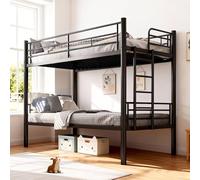 houcheyai Bunk Bed Lit superposé, 90 x 200 cm, en métal, avec échelle et protection anti-chute, pour adultes, adolescents, 90 x 200 cm, avec sommier à lattes, transformation en deux lits simples pour