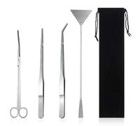 Houdao Kit d'aquascaping 4 en 1 - Ciseaux d'aquarium - En acier inoxydable - Pince à épiler longue - Avec sac de rangement - Pour couper les plantes aquatiques - Kit de nettoyage et de démarrage de