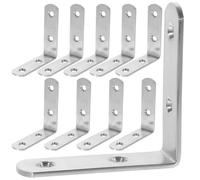 HOUDERCO 12 Pièces Équerre en Acier Inoxydable 90 Degrés pour Bois, Support en L Robuste et Résistant, Petit Support D'étagère pour Fixation et Renforts Muraux