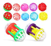 HOUDERCO 12 pièces Jouets Boules à Mâcher pour Oiseaux Parrots Perruches Calopsittes Balles Entraînement Flexibles pour Exercices du Bec Pattes Jouets Ennui Colorés pour Cage Oiseaux