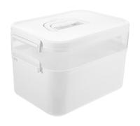HOUDERCO 1pièce Boîte de Rangement Manucure à Deux Niveaux avec Poignée Confortable Compartiments Amovibles et Design Élégant pour Outils Nail Art Kit Ongle Complet Portable Blanc