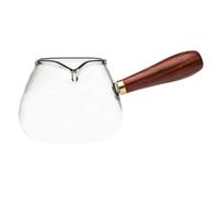 HOUDERCO 1pièce Verre à Thé Résistant Chaud Public Distributeur de Thé Verre Borosilicate Élément Poignée Bois Transparent pour Maison et Rituels