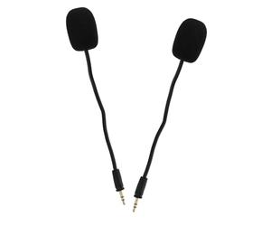 HOUDERCO 2 Pièces Microphone pour Casque Gaming PC Fonction Muet et Réglage du Volume, Embout en Mousse Confortable, Accessoire pour Jeux et Chant à Domicile