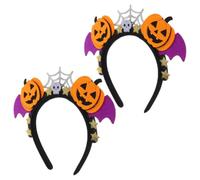 HOUDERCO 2 Pièces Serrage-tête Halloween Citrouille à Paillettes, | Plastique et Non-tissé, Bande Souple Confortable, Bord Lisse, Maintien Stable, pour Garçon et Filles et Adultes