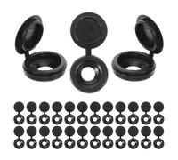 HOUDERCO 200pcs Caches-trous en Plastique Noir Capuchons à Vis Décoratifs Pliables, Installation Facile, Protection pour Meubles et Vis M4