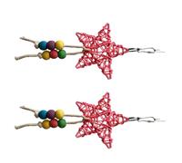 HOUDERCO 2pièces Jouet à Mâcher Rotin pour Perroquets Étoile Décorative avec Cloche pour Oiseaux Accessoire De Jeu Amusant pour Exercice des Oiseaux