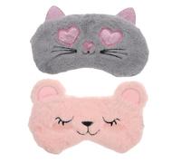 HOUDERCO 2pièces Masques Pour Yeux Peluche Mignons Cache-yeux Cartoon Doux Pour Sommeil Paisible Pour Voyages Camping