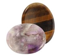 HOUDERCO 2pièces Massage Naturelle De Pierres De Pouce Améthyste Et Oeil De Tigre Pour Et Accessoire De Décoration De Bureau Et Maison