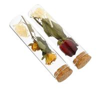 HOUDERCO 2pièces Mini Bouteille Verre avec Fleurs Séchées Flacon de Souhaits Décoratif Rouge et Jaune Artisanat Fait Main Cadeau Romantique pour Anniversaire et Saint-Valentin