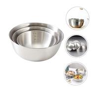 HOUDERCO 3 Pièces Bol Inox avec Échelle Bols à Mélanger Stables pour Cuisine Préparation Salades Pâtes et Pâtisserie Usage Domestique et Professionnel