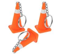 HOUDERCO 3pièces Mini Traffic Cone Keychain Silicone Pendentif Fantaisie Mini Cône de Signalisation Porte-clés Mignon pour Petits Cônes de Chantier et Cadeaux de Fête Thème Construction