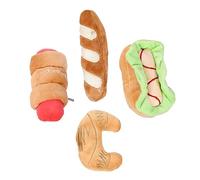 HOUDERCO 4pièces Jouet Peluche Squeaky pour Chiens Et Chats Jouet à Mâcher Résistant Aux Morsures Formes Alimentaires Amusantes pour Divertissement des Animaux