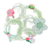 HOUDERCO 5 Pièces Élastique Cheveux Fille Vert en Tissu et Plastique, Accessoire Cheveux Élastique pour Queue de Cheval, Style Mignon pour Garçon et Filles et Étudiantes