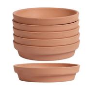 HOUDERCO 6 Pièces Soucoupe pour Pot de Fleurs en Terre Cuite Rouge 4,33 | Style Classique, Usage Intérieur et Extérieur, Drainage Amélioré, Rétention D’eau, Favorise la Croissance des Racines