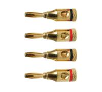 HOUDERCO 8pièces Connecteurs Fiche Banane Plaqué Or pour Câble Enceinte Audio Lot de Rouge et Noir Compatible Bi-câblage et Multi-Enceintes et Empilable