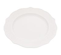 HOUDERCO Assiette Céramique Blanche Plate Ronde pour Fruits Desserts Salade et Service Style Vintage Français Résistante et Multifonctionnelle