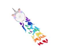 HOUDERCO Attrape-rêves Licorne Élégant Plumage Colorées pour Décoration Murale de Chambre, Design Unique Anniversaire ou Décoration Intérieure