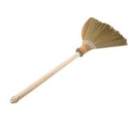 HOUDERCO Balai à Artisanal en Paille de Maïs Naturel, Grand Format 64 Cm, Manche Détachable en Bois, Balai Souple Léger 0,25 Kg pour Nettoyage Intérieur Multi-pièces