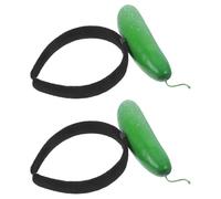 HOUDERCO Bandeau de Maquillage Vert 2 Pièces Serrage-tête de Costume de Concombre en Peluche Accessoire Drôle et Doux pour Soins du Visage et Spa
