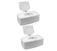 HOUDERCO Boîte de Rangement pour Lingettes Humides en Pp Blanc 2pcs Couvercle Design Pratique , Simple et Moderne , pour Salon et Maison