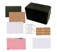 HOUDERCO Boîte Fiches Noire avec Cartes Index Lignées Papier Bavure Organiseur Portable avec Cartes Colorées pour Prise de Notes et Rangement Recettes