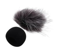 HOUDERCO Bonnette Anti-vent pour Microphone en Fourrure Grise et Mousse Blanche, 2 Pièces, Housse de Microphone Compatible Zoom H1, Protection le Vent Bruit pour Enregistreurs et Studios