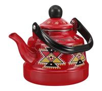 HOUDERCO Bouilloire en Émail Vintage Rouge 1,1l Cuisine et Hôtel, Compatible Cuisinière à Induction, Accessoires Maison Pratiques et Élégants