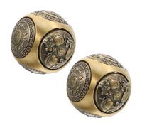 HOUDERCO Boules d'Exercice Mains en Laiton 36 MM, Lot de 2 Boules Chinoises à Six Faces, pour Entraînement Musculaire et Relaxation Pendant les Séances de Fitness