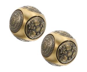 HOUDERCO Boules d'Exercice Mains en Laiton 36 MM, Lot de 2 Boules Chinoises à Six Faces, pour Entraînement Musculaire et Relaxation Pendant les Séances de Fitness