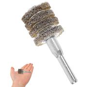 HOUDERCO Brosse pour Perceuse 4 Couches 25 MM X 6 Tiges, Roue Métallique Renforcée pour Dénuder, Ponçage et Élimination Rouille sur Surfaces Métalliques et Bois, Accessoire de Meulage et