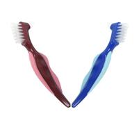 HOUDERCO Brosses à Dents Double Face Lot de 2 en Nylon et Pp Manche Ergonomique Nettoyage Buccal pour Prothèses Dentaires à Domicile des Prothèses Partielles
