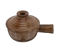 HOUDERCO Casserole en Terre Cuite Marron avec Couvercle, Résistante la Chaleur et Facile à Nettoyer, pour Cuisson Micro-ondes et Plats Maison