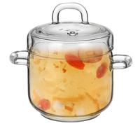 HOUDERCO Casserole Verre Haute Température Résistante avec Couvercle Marmite pour Étuvage Œufs Bird S Nest Soupe Blanche et Purée Verre Transparent pour Cuisine Micro-ondes et Plaques