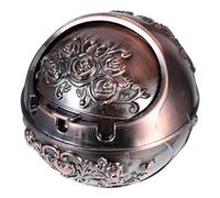 HOUDERCO Cendrier Métallique Rond Couvercle Décoratif et Portable pour Balcon et Voyages Forme Spacieuse et Pratique