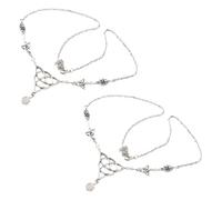 HOUDERCO Chaîne de front perlée en alliage argent, lot de 2, bijoux cheveux charmeurs pour femmes, accessoires coiffure stables pour mariage et activités quotidiennes