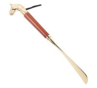 HOUDERCO Chausse-pied en Alliage et Bois Marron avec Poignée Confortable à Long Manche Accessoire Pratique pour Faciliter le Chaussage Quotidien pour Seniors
