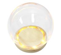 HOUDERCO Cloche Sphérique en Verre Transparent Base en Bois, Décoration Lumineuse et Centre de Table pour Toutes Occasions, Élégant Photophore Verre Lumineux
