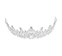 HOUDERCO Couronne de Mariage en Alliage de Zinc et Cristaux Argentés, Style Baroque Confortable pour Femmes et Mariées, pour Fête et Performance