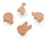 HOUDERCO Crochets Décoratifs Muraux en Bois Forme Animaux Cartoon, 1 Set Deux Méthodes D'installation, pour Balcon ou Étude, Couleur Kaki