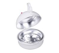 HOUDERCO Cuiseur à Œufs Vapeur pour Cuisson Rapide de Poulet en Plastique Blanc Capacité 4 Œufs, Ustensile Cuisine Pratique pour Micro-ondes à Domicile