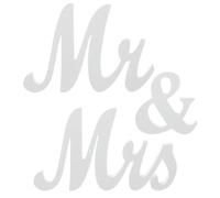 HOUDERCO Décoration de Table de Mariage en MDF Blanc, Lettres Autoportantes Mr Mrs Étanches pour Gâteau ou Mur, Accessoire Élégant pour Cérémonie et Fête
