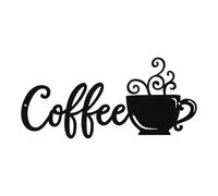 HOUDERCO Décoration Murale Suspendue Noire en Métal Forme Tasse de Café, Ornement Délicat et Créatif pour Maison ou Café, Applique Murale Chic et Artistique