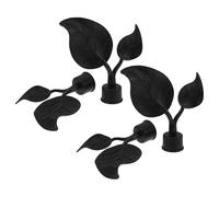 HOUDERCO Embouts Décoratifs Lot de 4 Pièces en Plastique Noir Style Moderne Design Feuille Chic, Facile à Détacher pour Tringles à Rideaux pour Décoration Intérieure