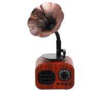 HOUDERCO Enceinte sans Fil Marron Style Phonographe Vintage Motif Bois, Puissance 5w, Capacité 1200ma, pour Décoration Intérieure