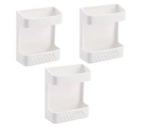 HOUDERCO Étagère Murale de Rangement Multifonctionnelle 3 Pièces | Abs Blanc, Installation sans Percer, Structure Rationnelle, Format Mural pour Maison et Salle de Bain