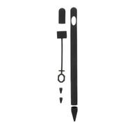 HOUDERCO Étui Silicone pour Stylet Pencil Ère Génération Housse de Protection Grip Confortable Compatible Recharge Couleur Encre Noire avec Deux Capuchons de Pointe Couleur Aléatoire