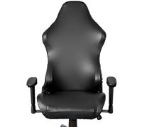 HOUDERCO Housse de Chaise de Gamer Extensible en PU Noir Housse D'accoudoir, Lavable et Facile à Nettoyer pour Fauteuil de Jeu et Bureau
