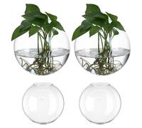 HOUDERCO Jardinières Suspendues Design Élégant et Gain de Place en Verre Transparent Lot de 4 pour Décoration Murale pour Fleurs et Plantes en Intérieur