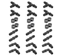 HOUDERCO Kit 24 Pièces Raccords PE pour Irrigation Goutte à Goutte, Connecteurs Coudés et Droits, Buse Amovible Facile à Nettoyer, pour Arrosage Jardin et Serrage